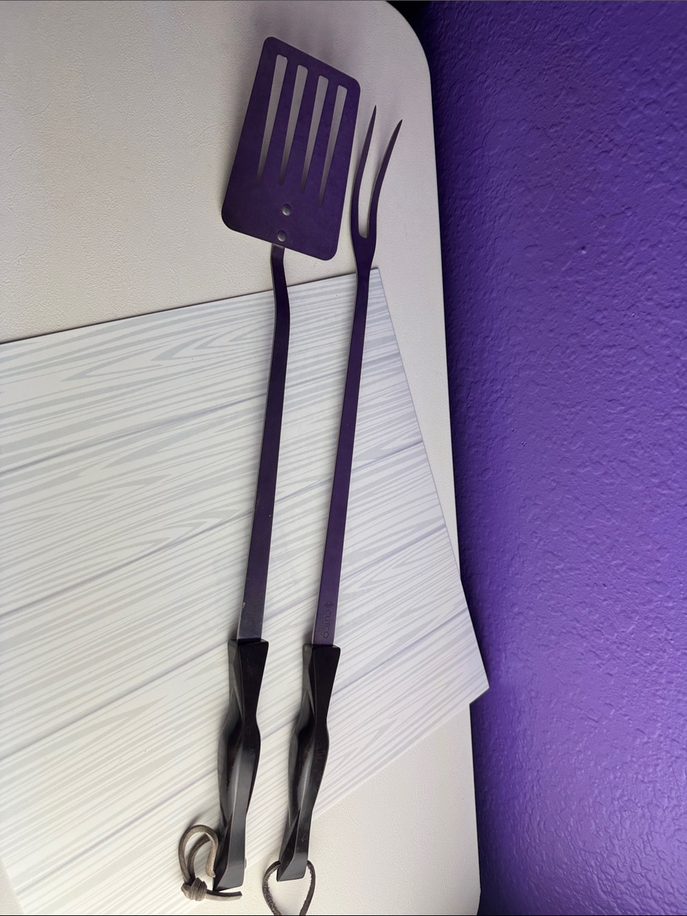 CUTCO BBQ Grill Tool Set Spatula 1707 Fork 1706 Black Thermo Resin Handle USA